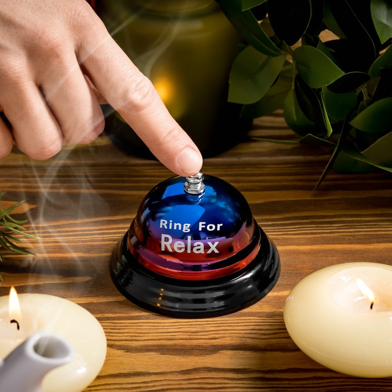 Clopoțel de masă din metal cu textul Ring For Relax - imagine 5